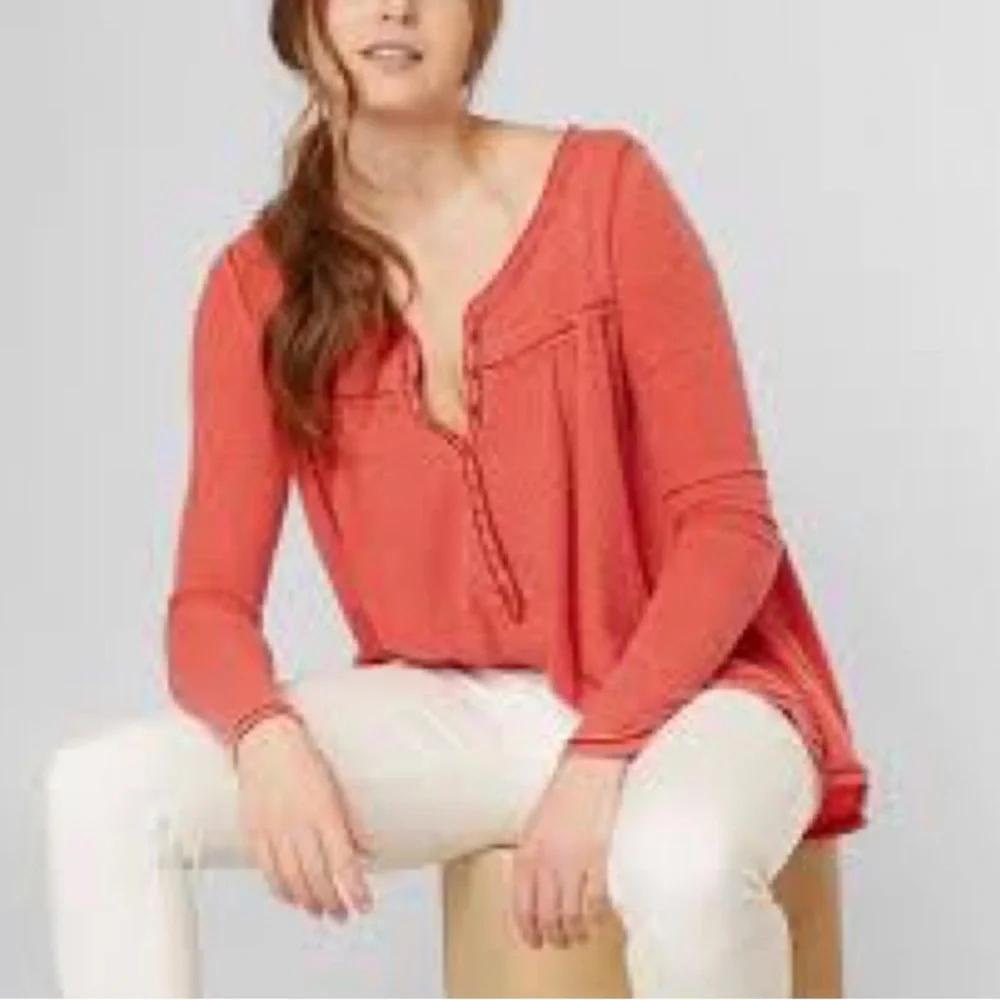 Free People Kai‎ long sleeve Henley waffle weave sz M